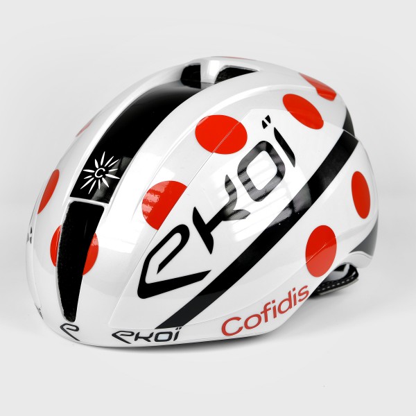 casque ekoi ar15 proteam cofidis blanc pois rouge