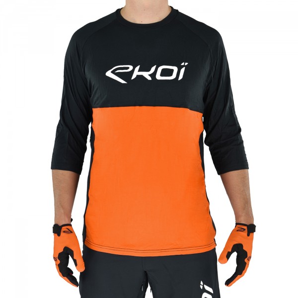 Maillot EKOI MTB BAMBOU manches 3-4 Noir Orange Maillot EKOI MTB BAMBOU manches 3-4 Noir Orange
