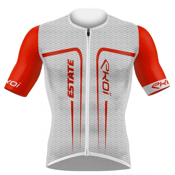 Maillot EKOI ESTATE manches courtes Blanc Rouge Maillot EKOI ESTATE manches courtes Blanc Rouge