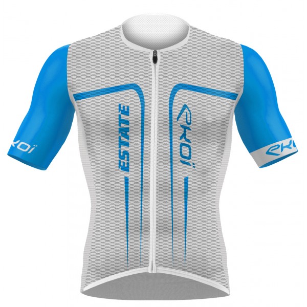 Maglia EKOI ESTATE maniche corte Bianco Blu Maglia EKOI ESTATE maniche corte Bianco Blu