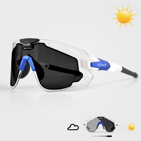 Electronic Sunglasses EKOI PREMIUM ELENS White Chrome Blue EKOI