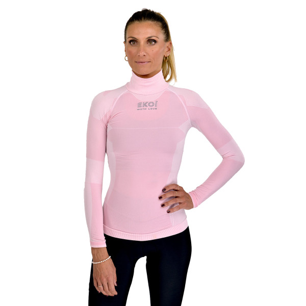 Camiseta interior térmica de cuello alto para mujer EKOI Eva Rosa