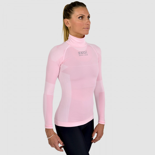 Camiseta interior térmica de cuello alto para mujer EKOI Eva Rosa