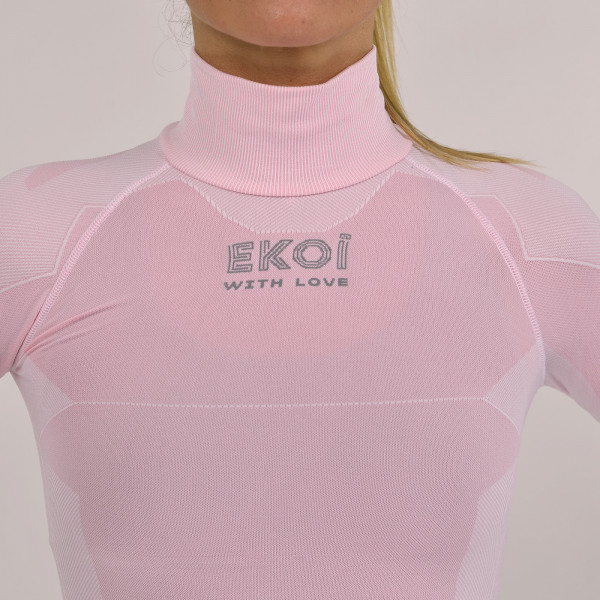 Camiseta interior térmica de cuello alto para mujer EKOI Eva Rosa