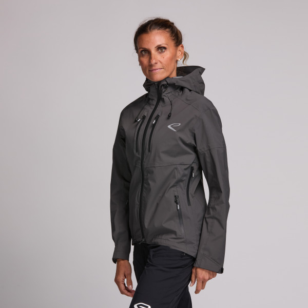 Chaqueta de lluvia para mujer EKOI Racing MTB TRAIL Gris Carbón