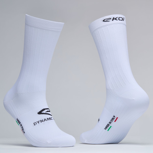 Calcetines ciclismo EKOI Perf Aero LÍNEA DINÁMICA 18 cm Blancos