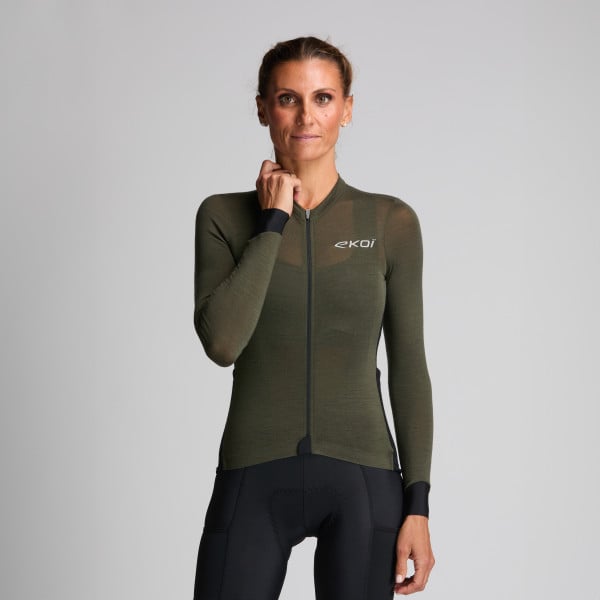 Maillot manches longues femme EKOI perf EXPLORE Kaki