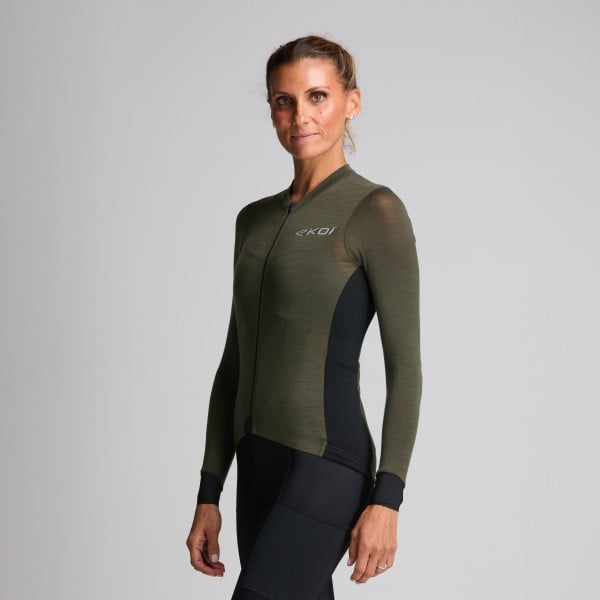 Maillot manches longues femme EKOI perf EXPLORE Kaki