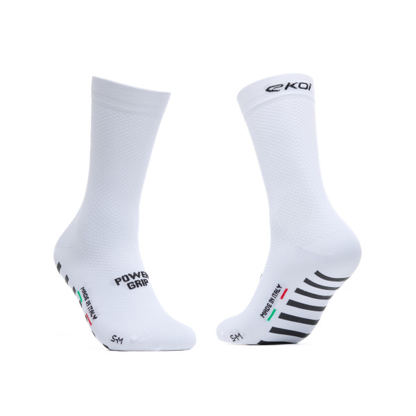 Chaussettes vélo EKOI Racing PRO POWERGRIP 18 cm Blanches