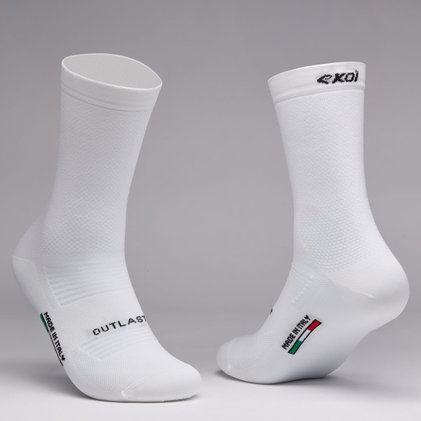 Calcetines de ciclismo EKOI Perf OUTLAST 18cm Blancos
