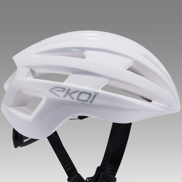 Casco EKOI Perf GARA Blanco Logo Plata