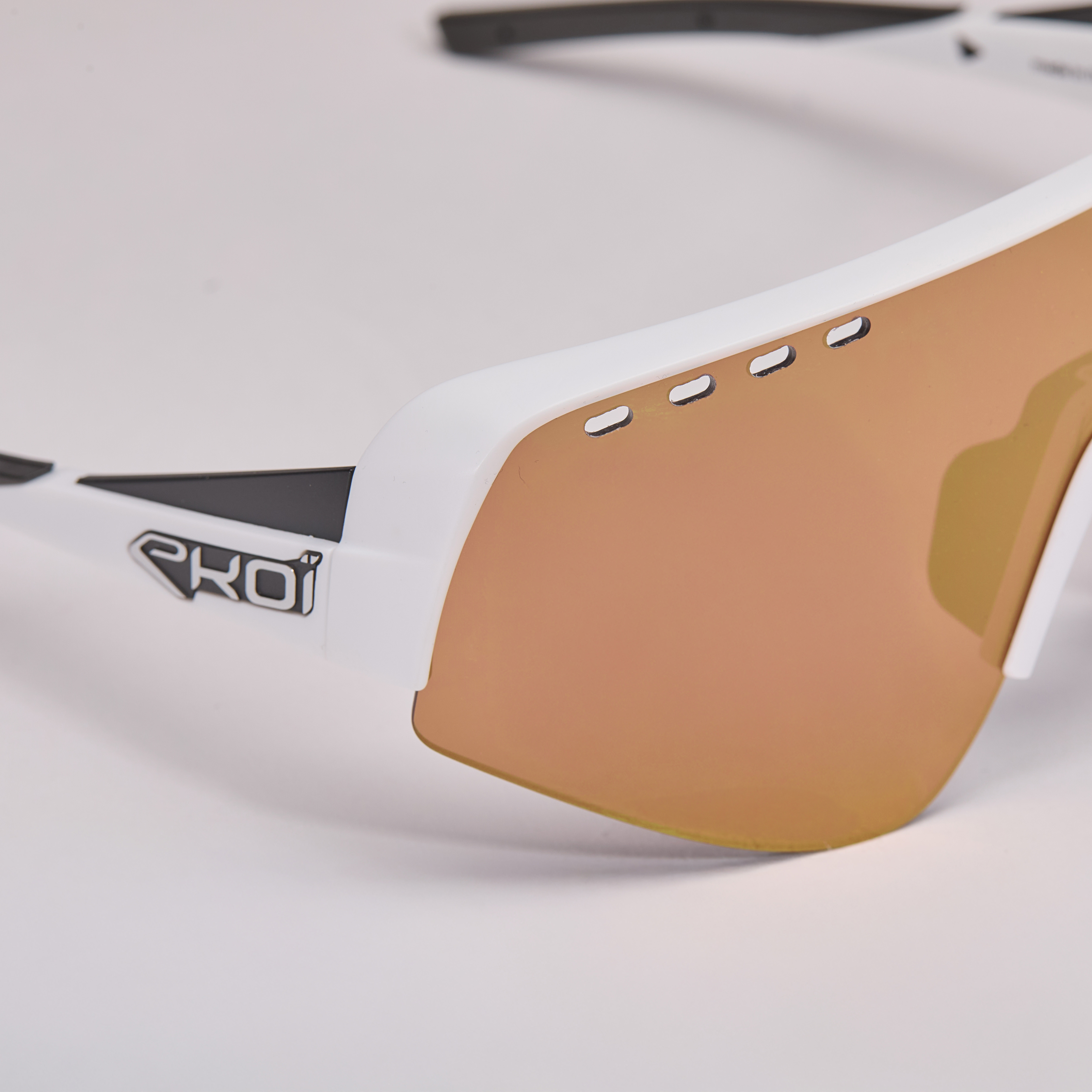 EKOI Racing TWENTY Ltd Matte White HD Gold Glasses - EKOI