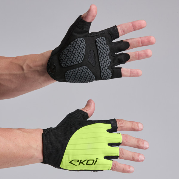 GUANTES CICLISMO EKOI PERF GRIP AMARILLO FLUOR