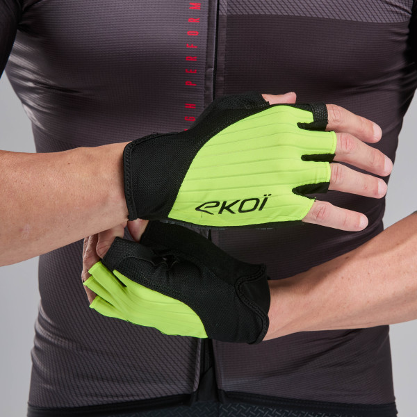 GUANTES CICLISMO EKOI PERF GRIP AMARILLO FLUOR