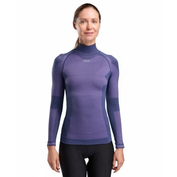Women's winter cycling base layer EKOI Perf THERMO High Collar Purple