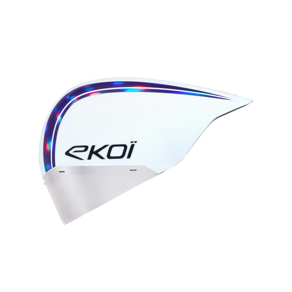 Photo Casque EKOI Racing PURE AERO Mirror Cat2 Blanc Holo Violet