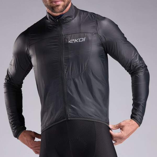 Chaqueta cortavientos EKOI Perf WINDPROOF LIGHT POCKET Negra