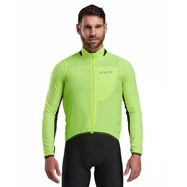 Chaqueta cortavientos EKOI Perf WINDPROOF LIGHT POCKET Amarillo flúor