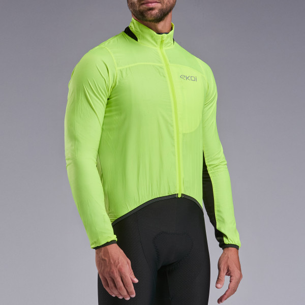 Chaqueta cortavientos EKOI Perf WINDPROOF LIGHT POCKET Amarillo flúor