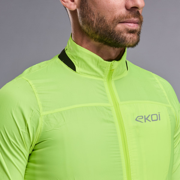 Chaqueta cortavientos EKOI Perf WINDPROOF LIGHT POCKET Amarillo flúor