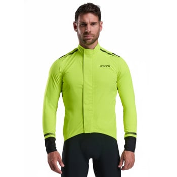 Cyklistick&aacute; bunda EKOI Racing Pro WATERPROOF MAGNETIC neonově žlut&aacute; (fluo)