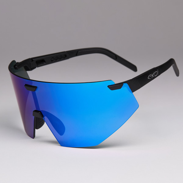 Gafas EKOI Racing AEROLITE Negro Plata REVO Azul Cat3