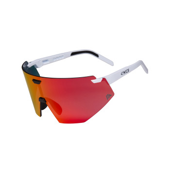 EKOI Racing-Brille AEROLITE FABIO ARU Wei&szlig; Silber REVO Rot Cat3
