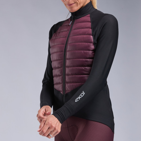 Chaqueta térmica de mujer EKOI Perf ELEGANCE Negro Burdeos
