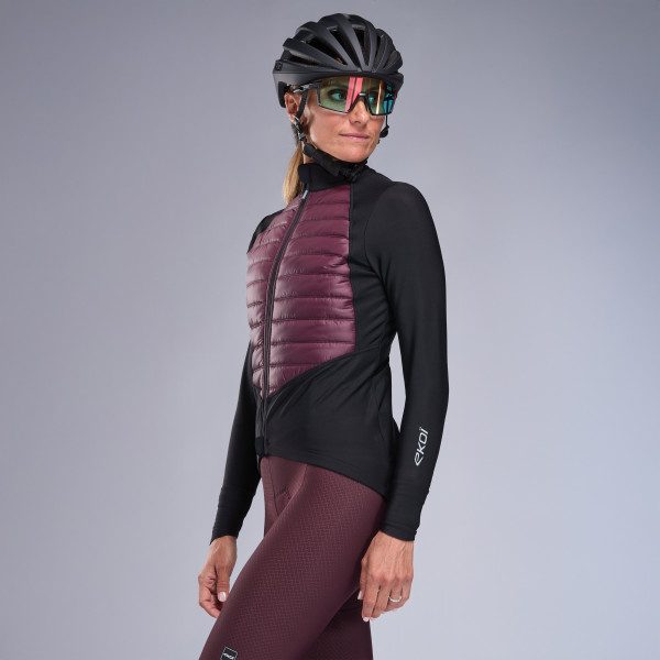 Chaqueta térmica de mujer EKOI Perf ELEGANCE Negro Burdeos