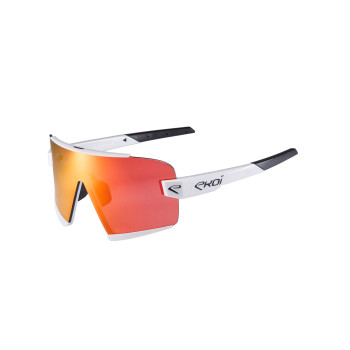 EKOI Racing OTTIMO Radsportbrille Wei&szlig; Revo Rot Kat. 3 