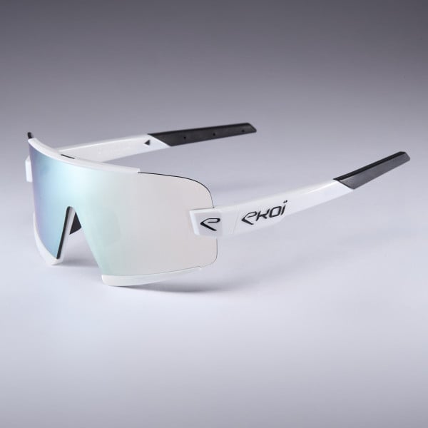 Photo Lunettes EKOI Racing OTTIMO S Blanche Revo bleu Cat3