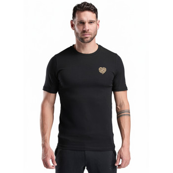 T-SHIRT LIFESTYLE EKOI HEART CHAIN SCHWARZ/BRONZE