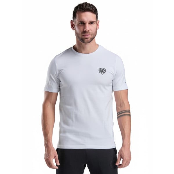 T-shirt Lifestyle EKOI HEART CHAIN Blanc Noir