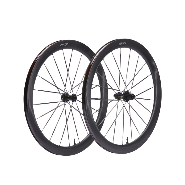 Par de Ruedas EKOI Carbono 50mm Full Black Shimano Gold