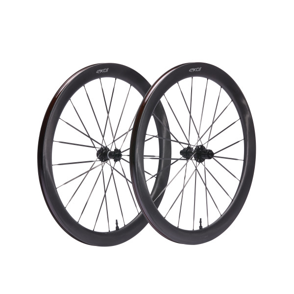 Par de Ruedas EKOI Carbono 50mm Full Black Shimano White