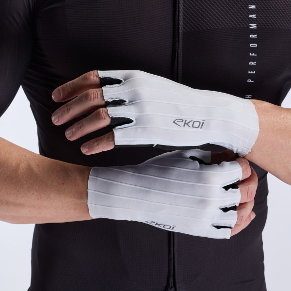 Guantes de ciclismo EKOI Racing AERO PRO Poron® Blanco