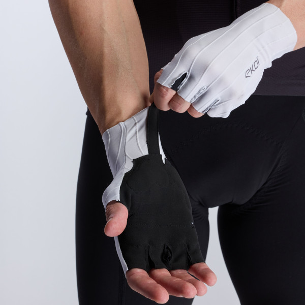 Guantes de ciclismo EKOI Racing AERO PRO Poron® Blanco