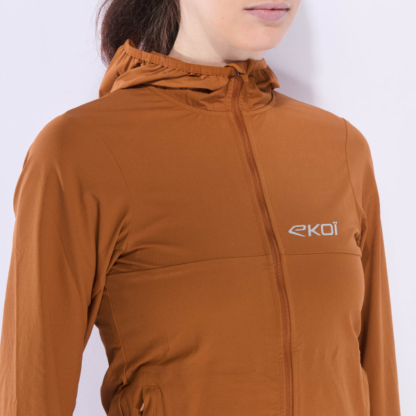 Chaqueta cortavientos mujer BTT EKOI Perf POCKET ROAM Caramelo