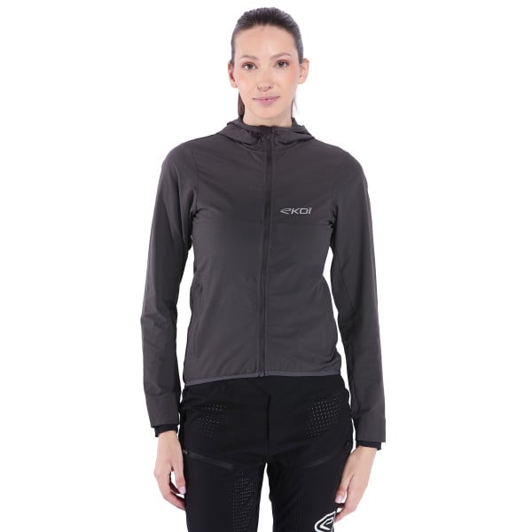 Photo Veste coupe vent femme VTT EKOI Perf POCKET ROAM Charcoal