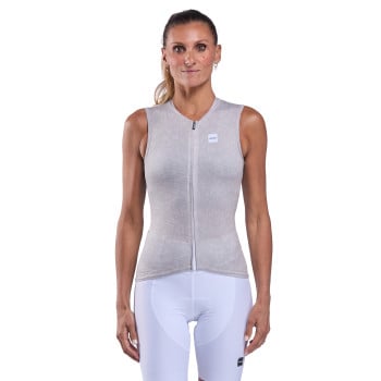 Maglia ciclismo donna EKOI Perf LEO senza maniche Sabbia