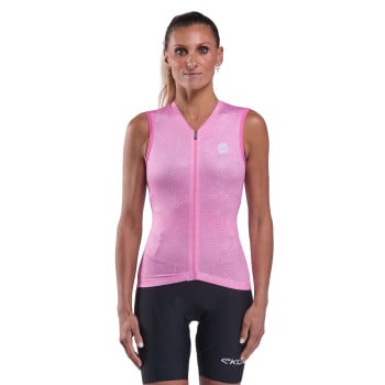 Maglia da ciclismo donna EKOI Perf BLOOM senza maniche Rosa