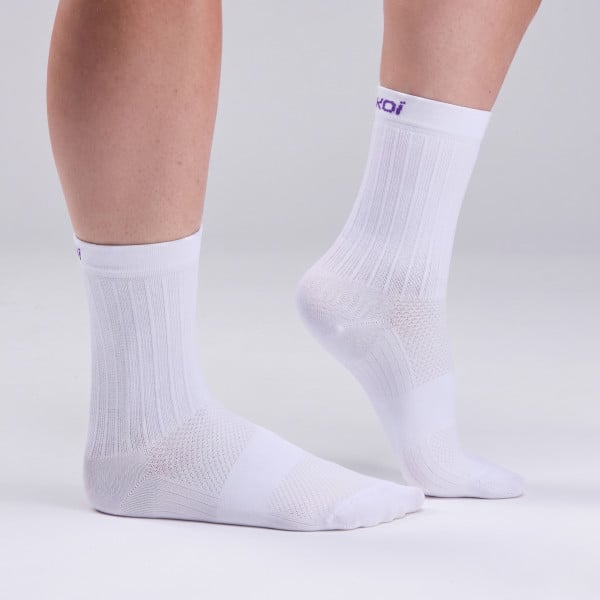 Photo Chaussettes femme EKOI Perf DYNAMIC LINE 16 cm Blanc Prune