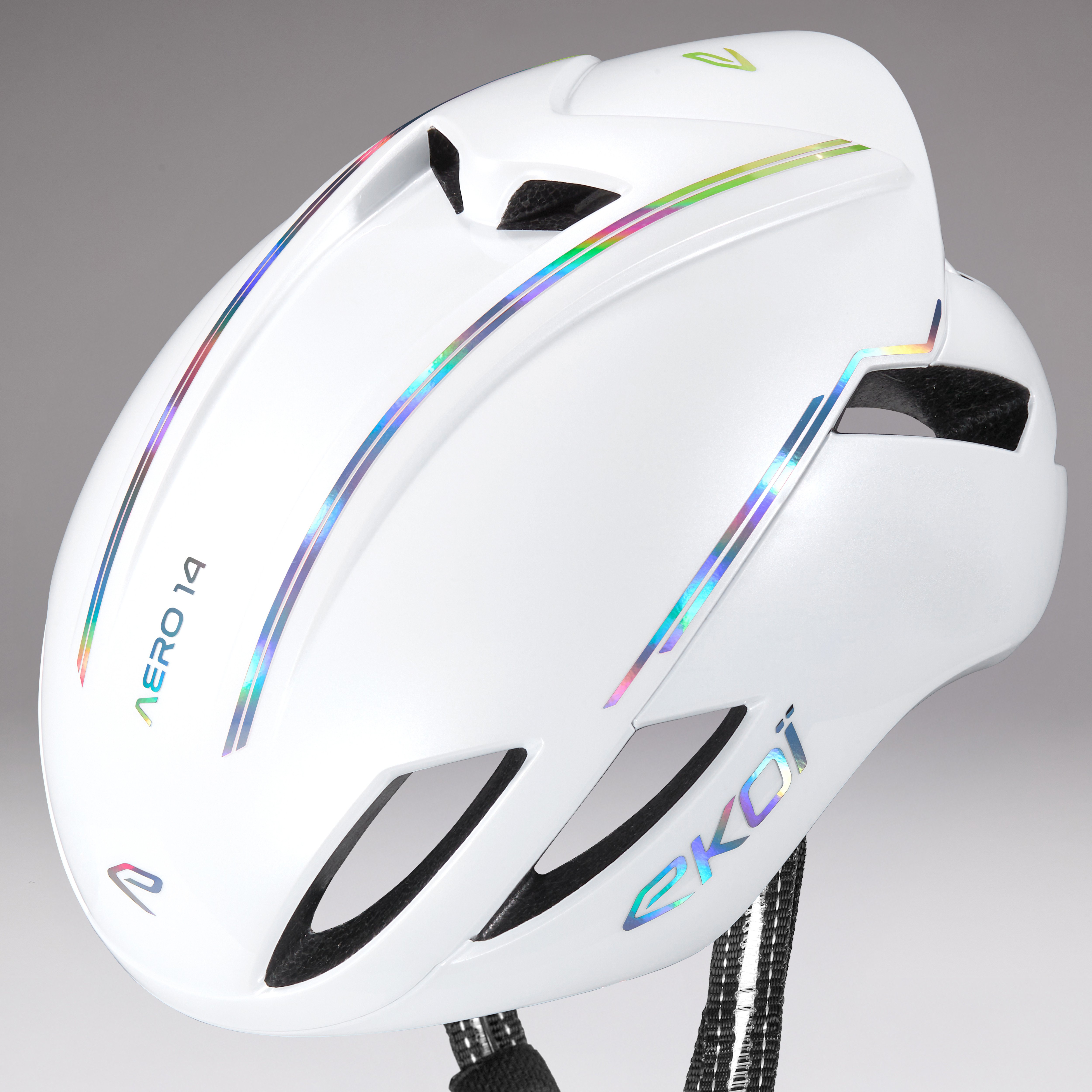 Helmet EKOI Perf AERO14 ltd LINE Aero White Full Holo Silver - EKOI Helmet EKOI Perf AERO14 ltd LINE Aero White Full Holo Silver - EKOI