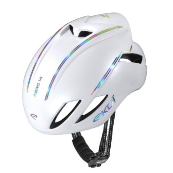 Casque EKOI Perf AERO14 ltd LINE Blanc Full Holo Silver