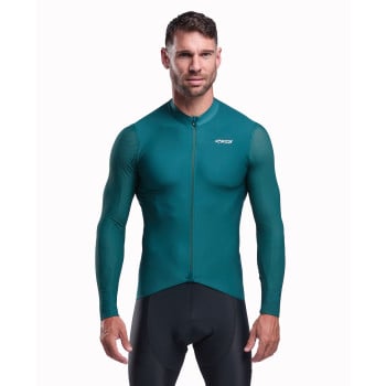 Wielershirt met lange mouwen Heren EKOI Perf PULSE Bosgroen