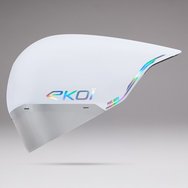 Photo Casque EKOI Racing PURE AERO LTD LINE Cat2 Blanc Holo Silver