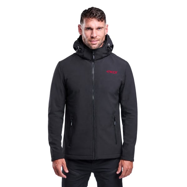 Photo Veste thermique hydrofuge EKOI Perf SOFTSHELL Noir logo Rouge