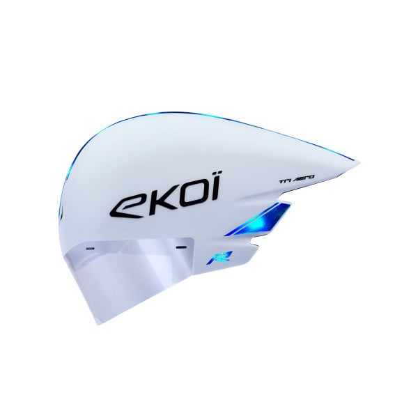Photo Casque EKOI Racing TRI AERO LTD Blanc Holo Bleu