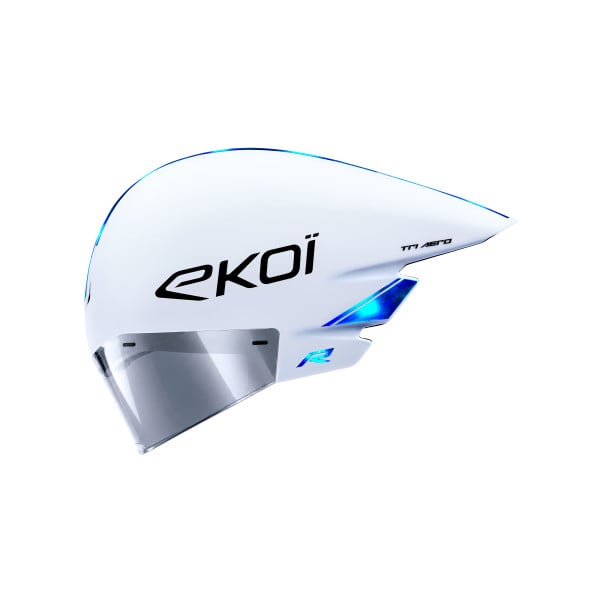 Photo Casque EKOI Racing TRI AERO LTD Blanc Holo Bleu