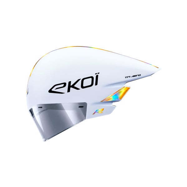 Photo Casque EKOI Racing TRI AERO LTD Blanc Holo Gold